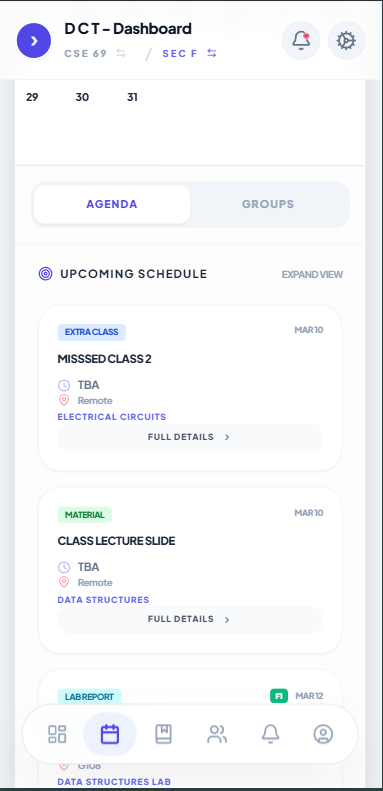 Agenda view of daily tasks
