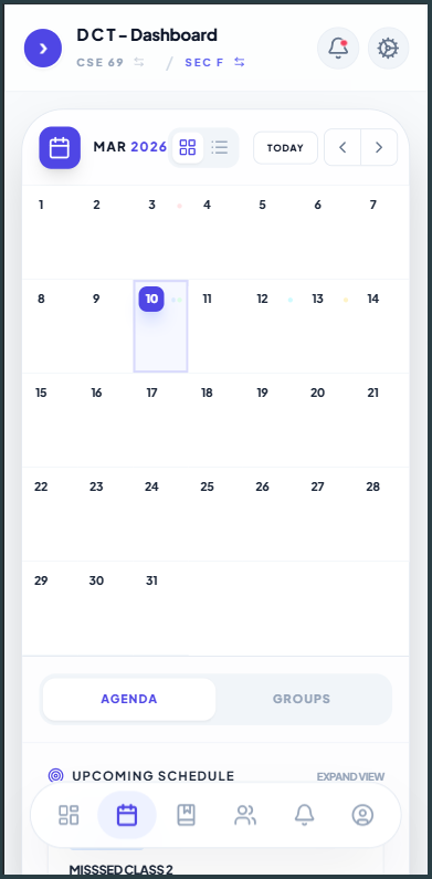 Month grid calendar