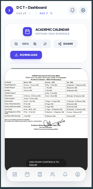 Semester academic calendar