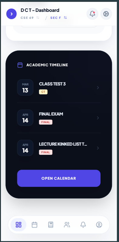Course listing per semester