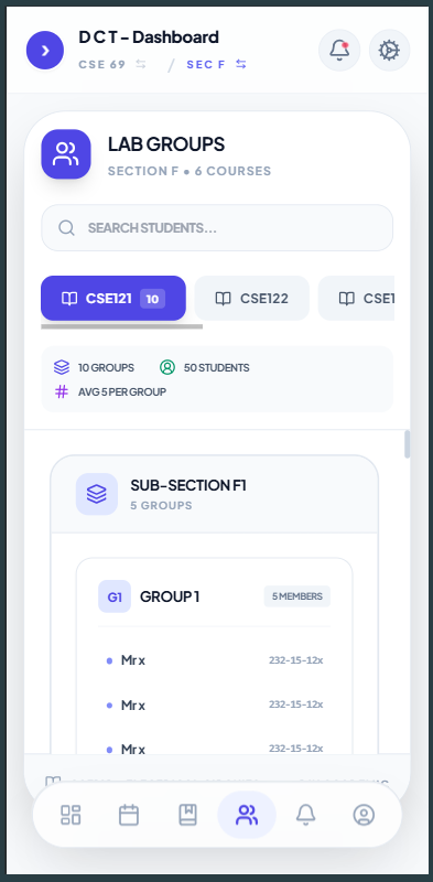 Project groups section